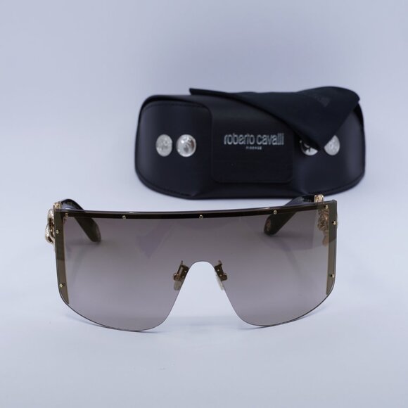 Roberto Cavalli SRC015M 300G Shield Sunglasses - Gold/Brown main image 5